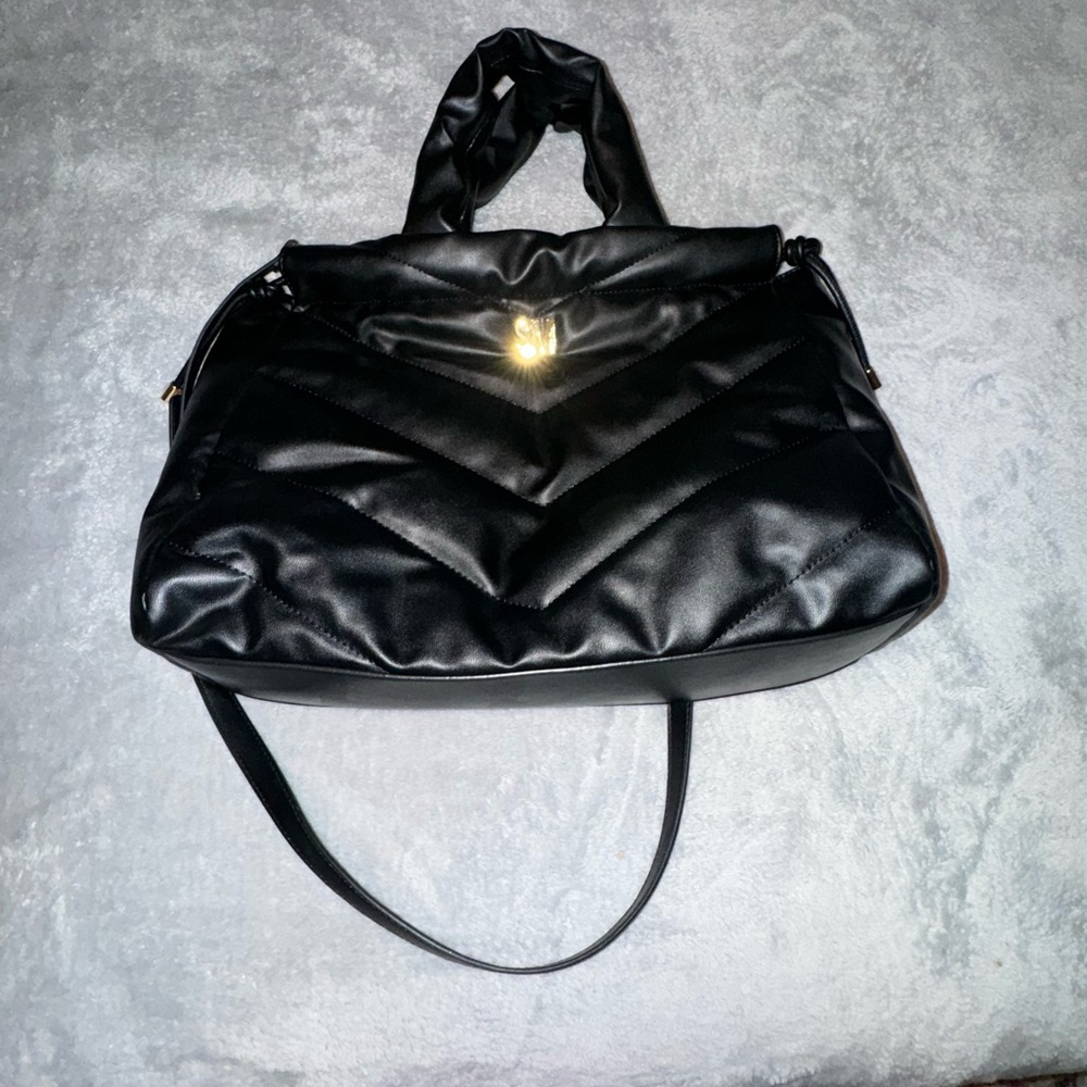 Steve madden puffy black leather tote